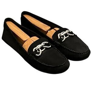 Calvin Klein Black Casual Slip On Silver Chain Comfort Driving Loafer Women 8.5